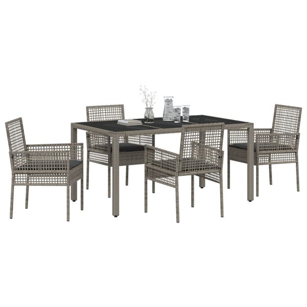 Trädgårdsmöbelset 5 pcs Grå konstrotting