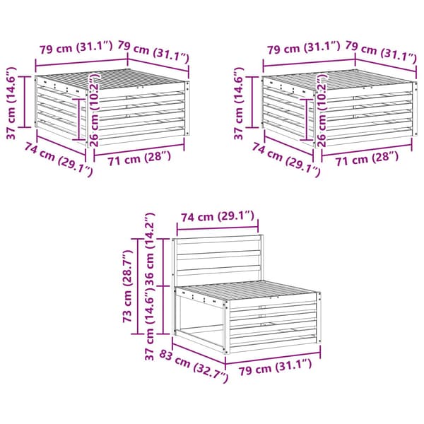 Utomhussoffset 6 pcs Naturfärg