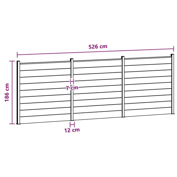 Stängselpanel 3 pcs WPC och aluminium Brun