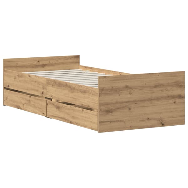 Sängram Artisan-ek 100 x 200 cm Konstruerat trä