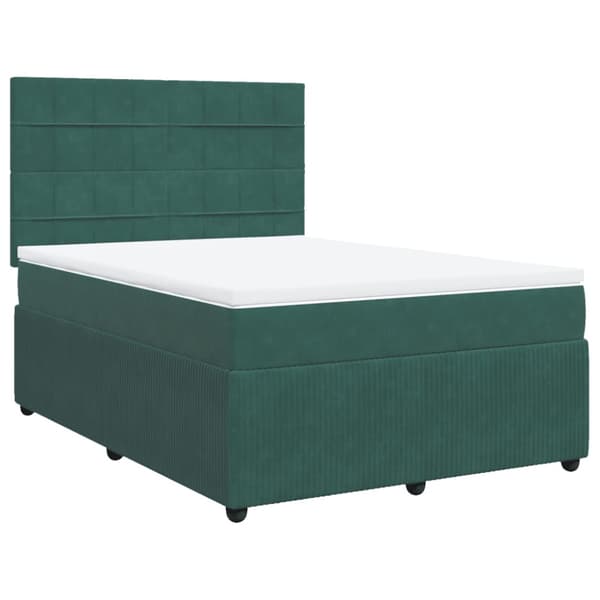 Ramsäng med madrass mörkgrön 140x190 cm sammet