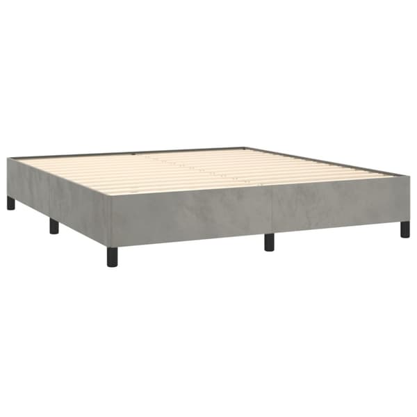Ramsäng med madrass ljusgrå 180x200 cm sammet