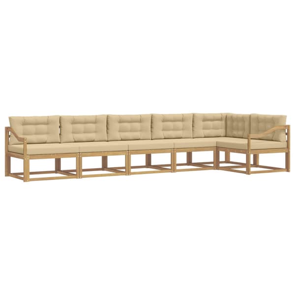Utomhussoffset med kudde 4 pcs Vit och Beige Polyester