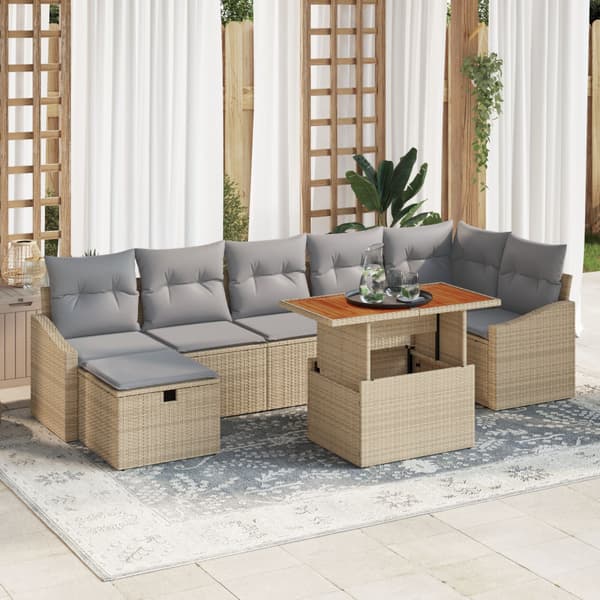 Trädgårdsoffset 8 st Beige konstrotting