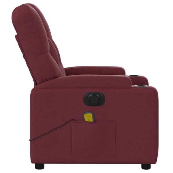 Elektrisk massagefåtölj vinröd tyg