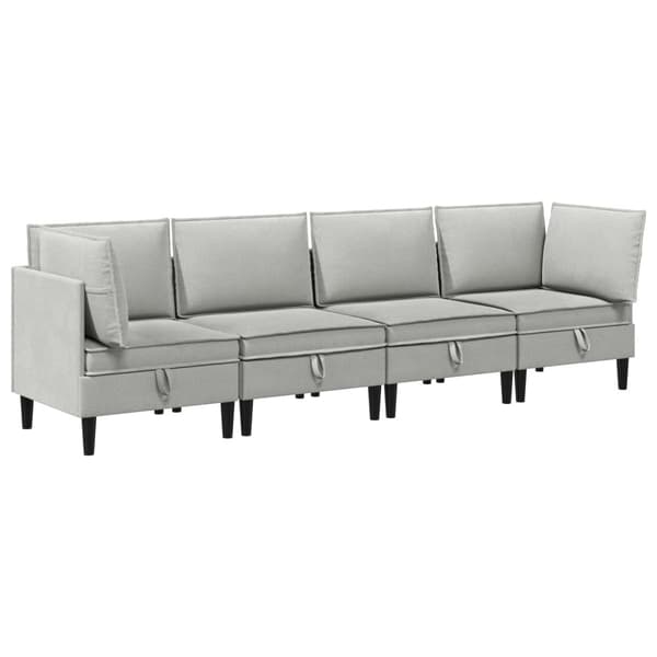 Möbelset för vardagsrummet 4 pcs Ljusgrå Tyg