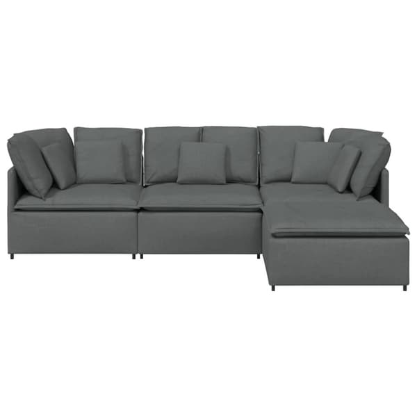 Modulsoffa med fotpall och dynor mörkgrå