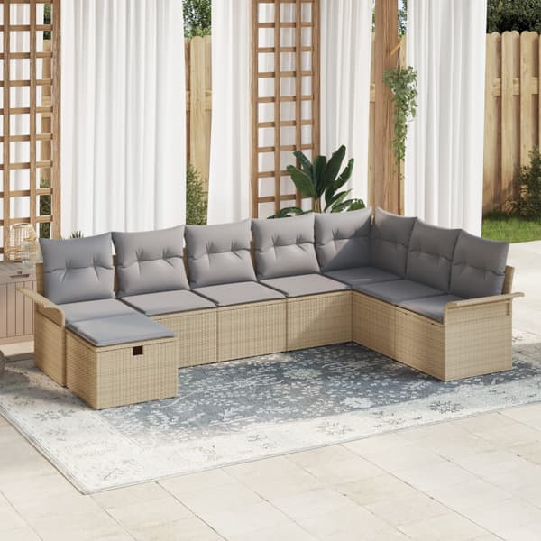 Trädgårdsoffset 8 st Poly rattan