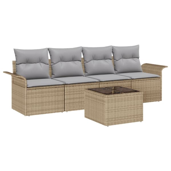 Soffset med kudde 5 pcs Beige konstrotting