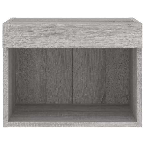 Väggmonterade sängbord med LED-lampor 2 st grå sonoma
