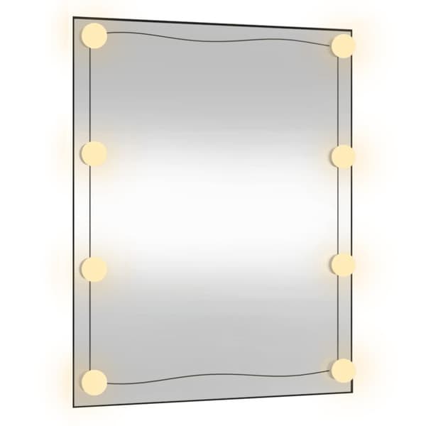 Väggspegel med LED-belysning 50x60 cm glas rektangulär