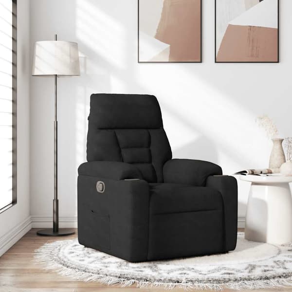Reclinerfåtölj svart mikrofibertyg