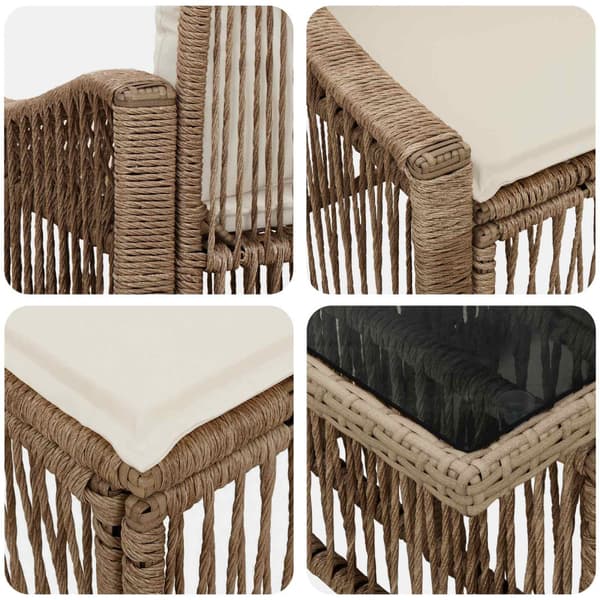 Trädgårdsoffset 6 st Beige och krämvit konstrotting