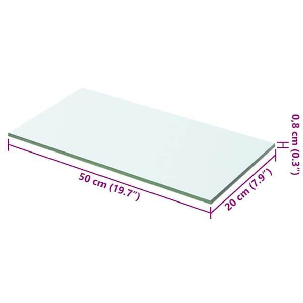 Hyllplan 2 st glas genomskinlig 50x20 cm