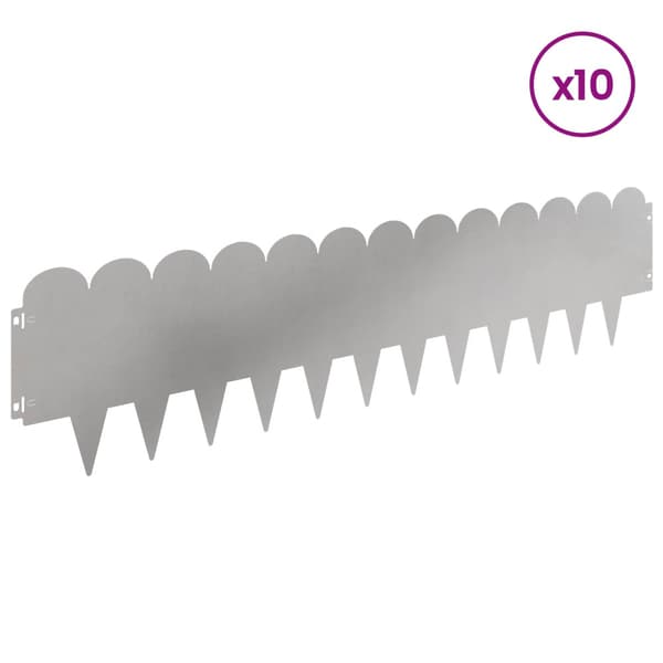 Kant för gräsmatta 10 pcs 103 x 25 cm Stål Silver