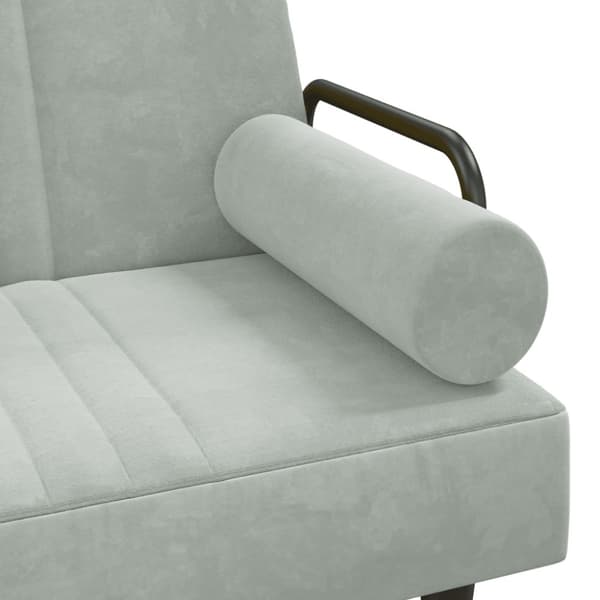 Bäddsoffa med armstöd ljusgrå sammet