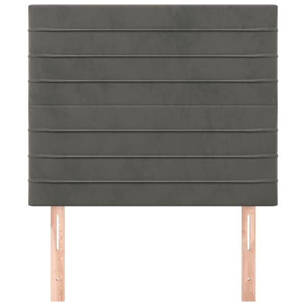 Sänggavel mörkgrå 100x5x118/128 cm sammet