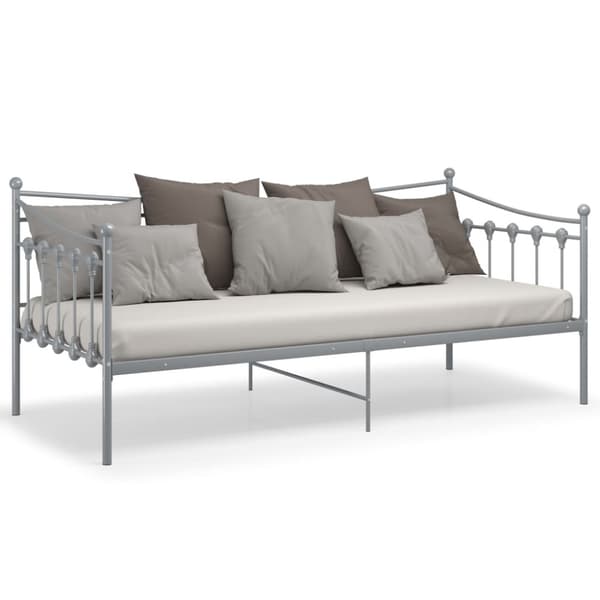 Sängram bäddsoffa grå metall 90x200 cm