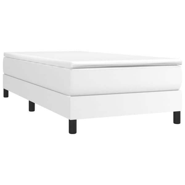 Boxspring-sängram vit 100x200 cm konstläder