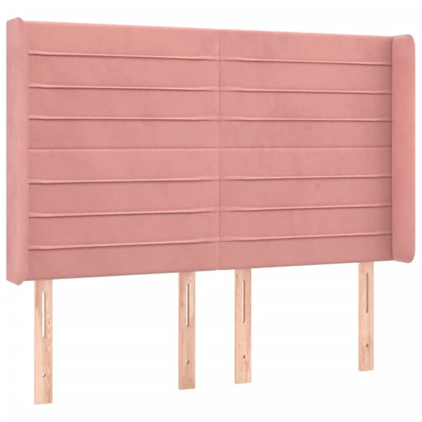 Ramsäng med madrass rosa & LED 140x200 cm sammet