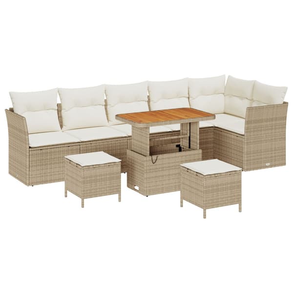 Trädgårdsoffset 9 pcs Beige konstrotting
