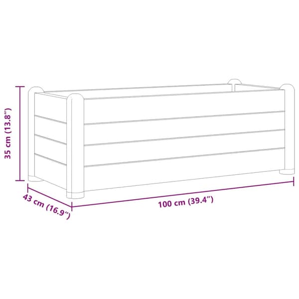 Upphöjd odlingslåda PP stengrå 100x43x35 cm