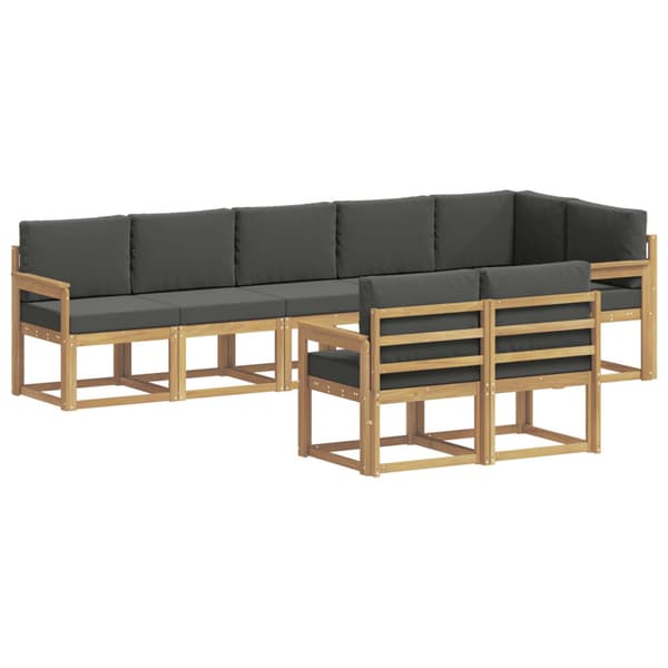 Utomhussoffset med kudde 8 pcs Vit och antracit Polyester