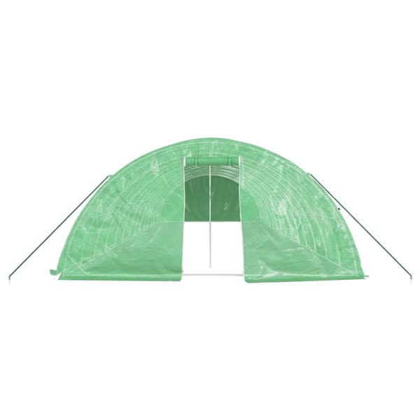 Växthus med stålram grön 70 m² 14x5x2,3 m