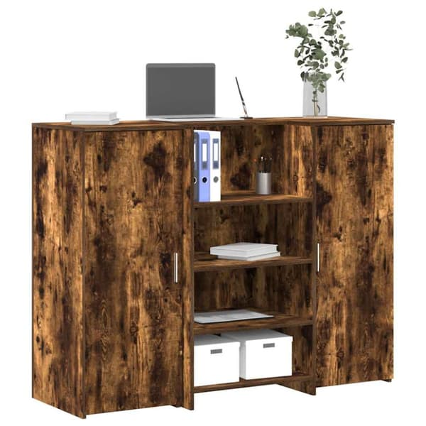 Receptionsdisk rökfärgad ek 135x50x103,5 cm konstruerat trä