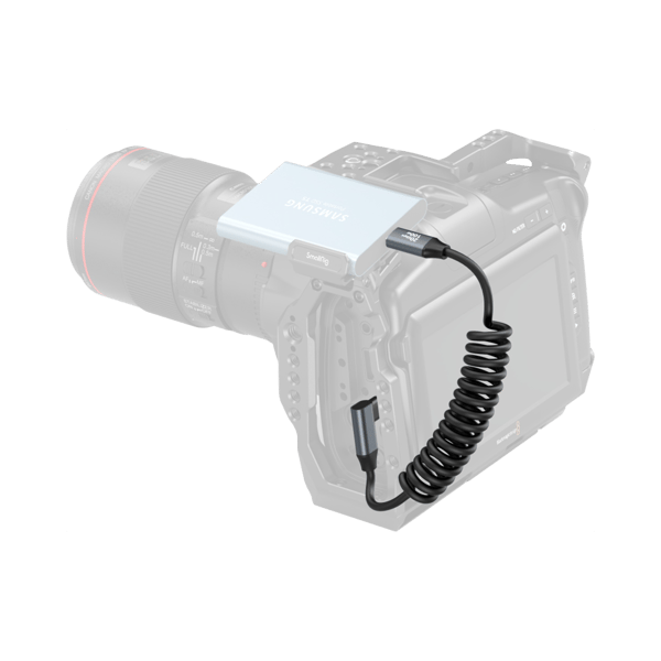SmallRig 4792 USB-C Straight to USB-C Angled Coiled Data Cable