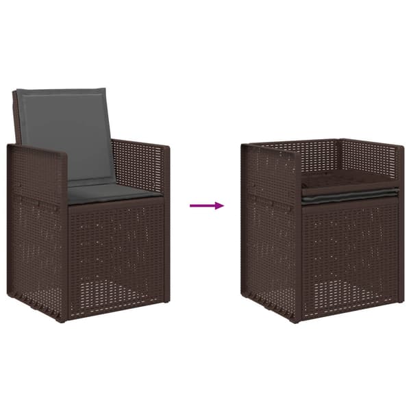Trädgårdsmatstolar 2 pcs Brun och antracit PP