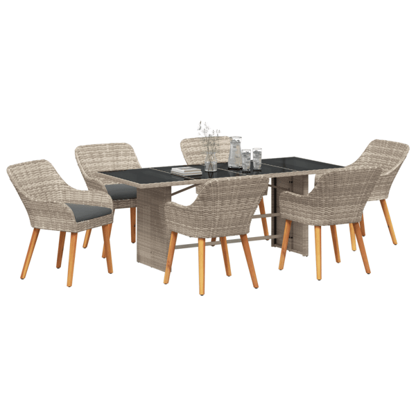 Trädgårdsmöbelset 7 pcs Ljusgrå konstrotting