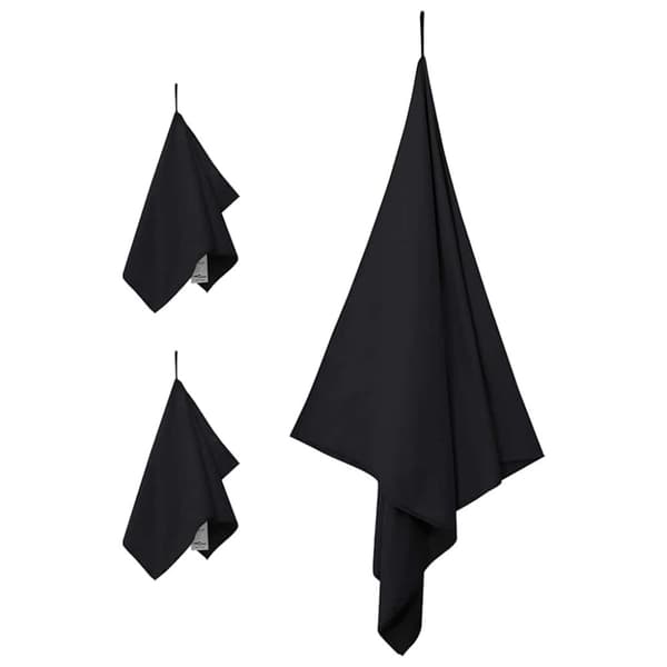 Sporthandduk Set 3 pcs Svart Polyester och polyamid