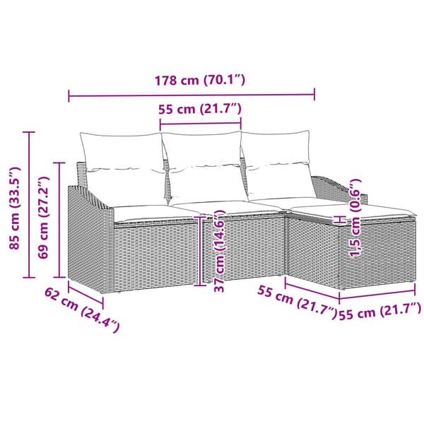 Soffset 4 st Beige konstrotting
