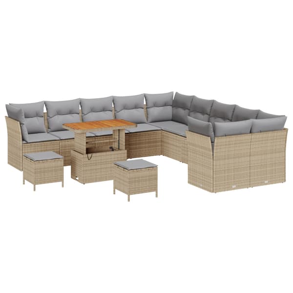 Trädgårdsoffset 13 pcs Beige konstrotting