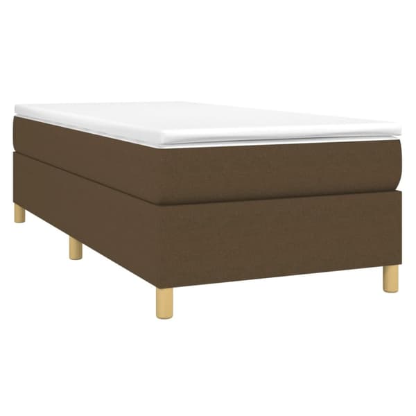 Boxspring-sängram mörkbrun 90x200 cm tyg