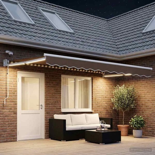Elektrisk Retraktabel Markis Taupe 100% Polyester och Aluminium