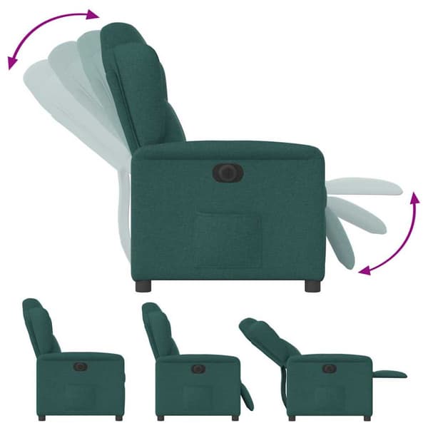 Elektrisk reclinerfåtölj mörkgrön tyg