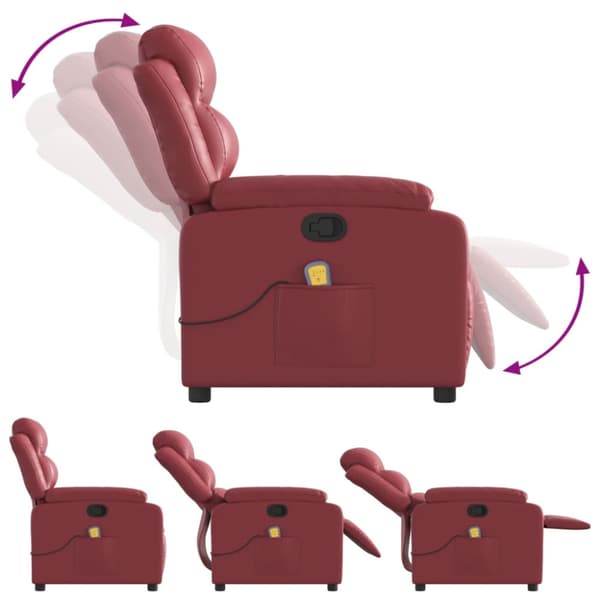 Massagefåtölj vinröd konstläder