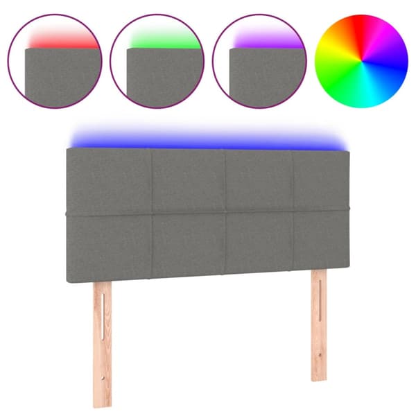 Sänggavel LED mörkgrå 90x5x78/88 cm tyg