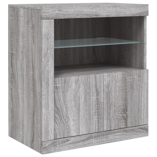 Skänk med LED-belysning grå sonoma 181,5x37x67 cm
