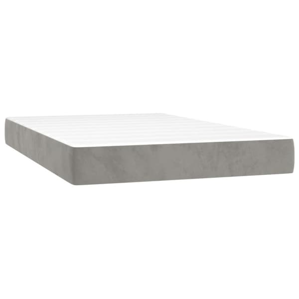 Ramsäng med madrass & LED ljusgrå 120x200 cm sammet