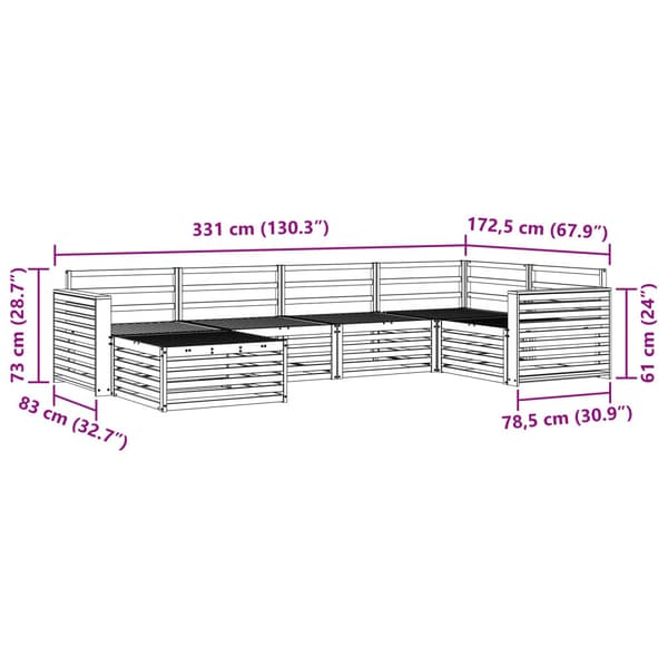 Utomhussoffset 6 pcs Naturfärg