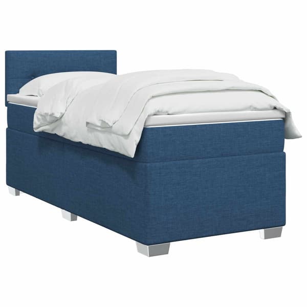 Boxspring säng med madrass och LED Blå 80 x 200 cm Tyg