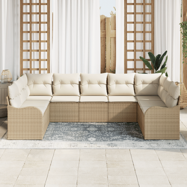 Trädgårdsoffset 9 st Beige och vit konstrotting