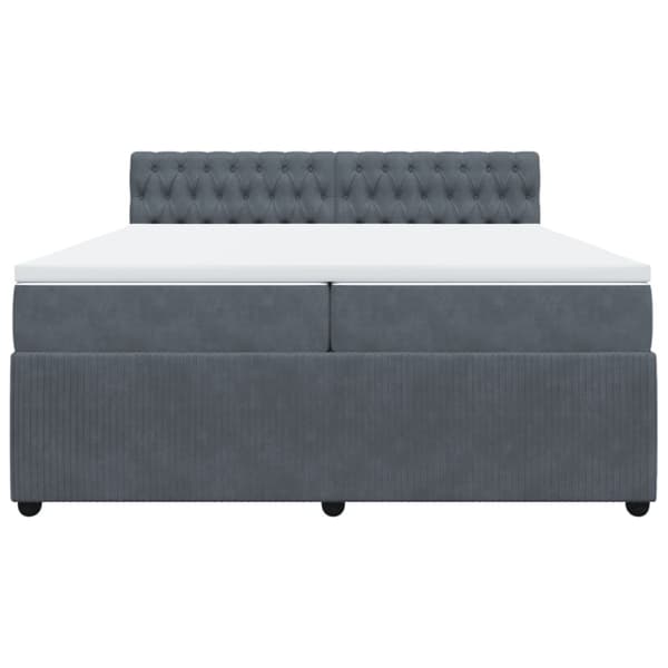 Ramsäng med madrass mörkgrå 200x200 cm sammet