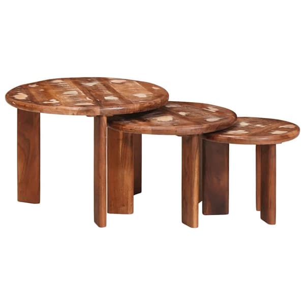Nesting Kaffe Bord 3 pcs Flerfärgsdesign Massivt återvunnet trä
