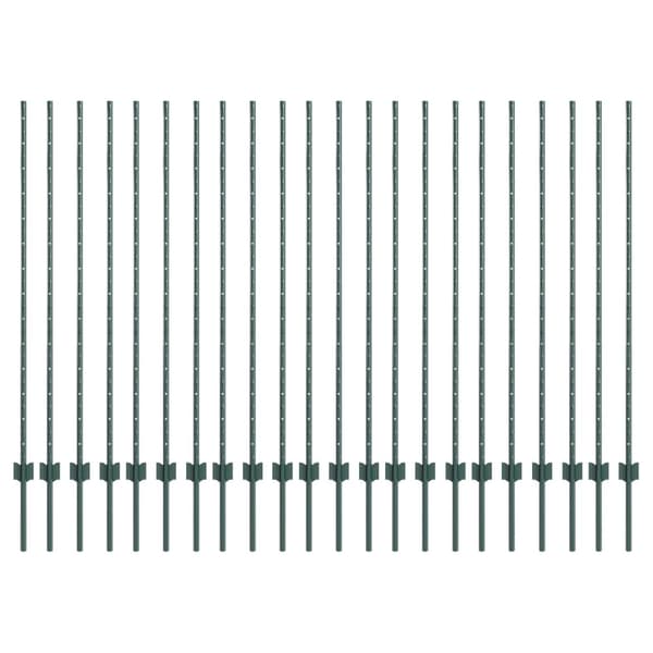 Stängselstolpe 22 pcs Grön 180 cm Stål