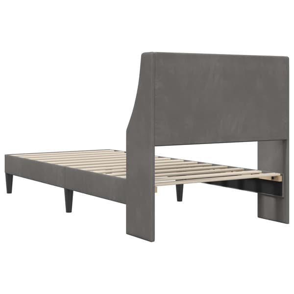 Sängram med huvudgavel Mörkgrå 90 x 200 cm Sammet