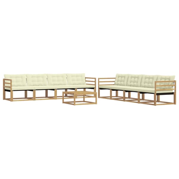 Utomhussoffset 9 pcs Vit och grädde 79 x 79 x 37 cm